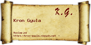 Kron Gyula névjegykártya